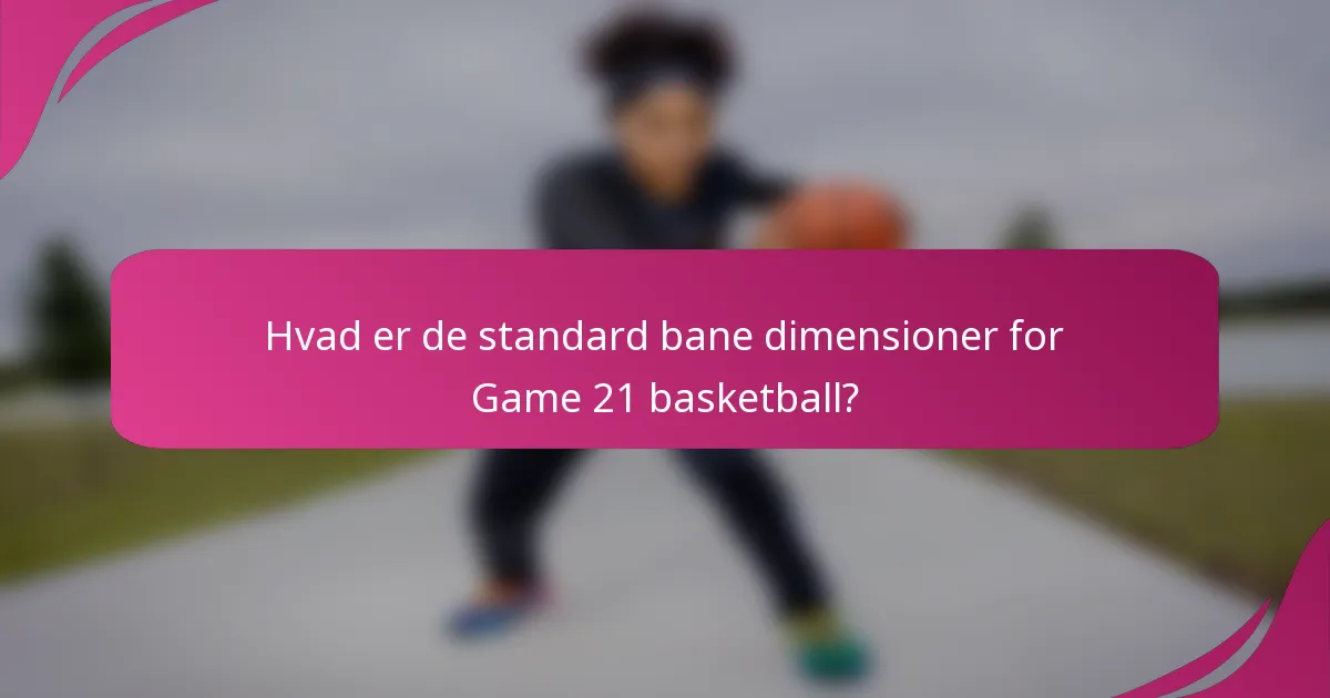Hvad er de standard bane dimensioner for Game 21 basketball?