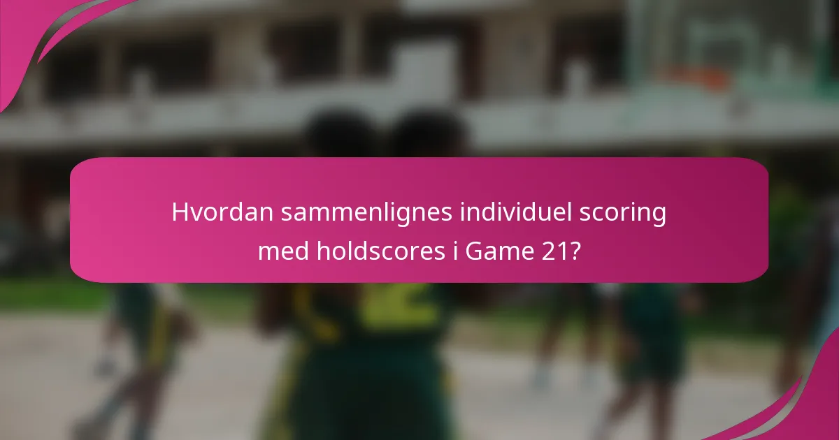 Hvordan sammenlignes individuel scoring med holdscores i Game 21?